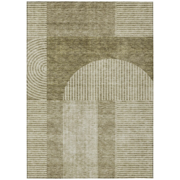 3' X 5' Taupe Beige And Tan Geometric Washable Indoor Outdoor Area Rug