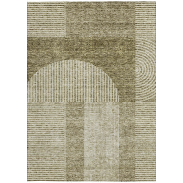 3' X 5' Taupe Beige And Tan Geometric Washable Indoor Outdoor Area Rug