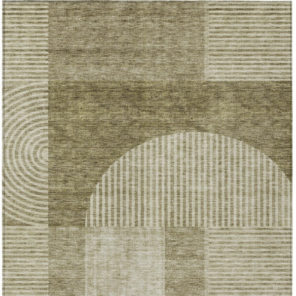 3' X 5' Taupe Beige And Tan Geometric Washable Indoor Outdoor Area Rug