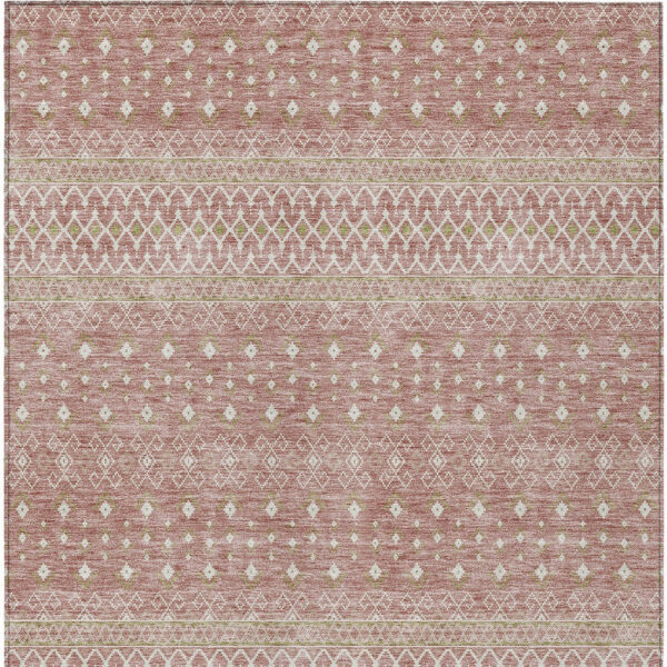 5' X 8' Blush Gold And Ivory Tribal Washable Indoor Outdoor Area Rug