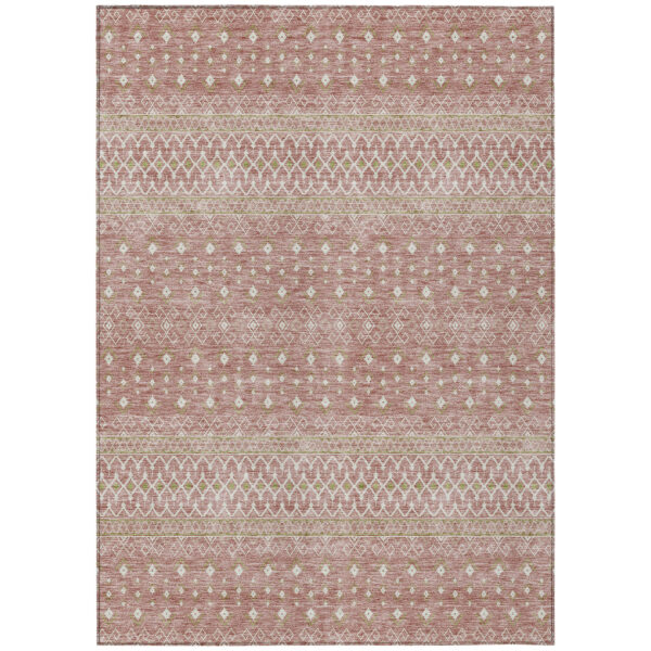 9' X 12' Blush Gold And Ivory Tribal Washable Indoor Outdoor Area Rug