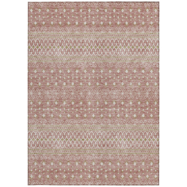 9' X 12' Blush Gold And Ivory Tribal Washable Indoor Outdoor Area Rug