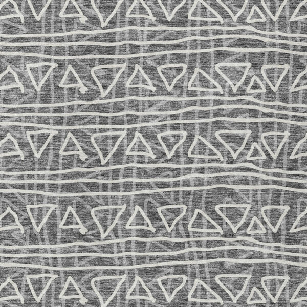8' X 10' Charcoal Gray And Ivory Geometric Washable Indoor Outdoor Area Rug