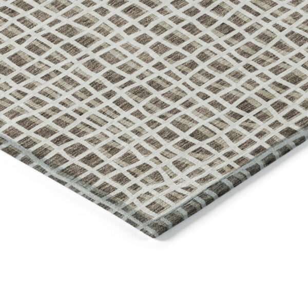 3' X 5' Brown Beige And Ivory Striped Washable Indoor Outdoor Area Rug