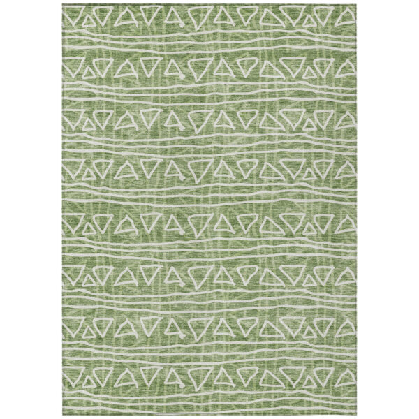 10' X 14' Green And Ivory Geometric Washable Indoor Outdoor Area Rug