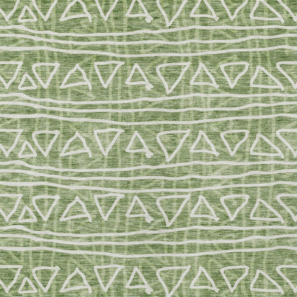 10' X 14' Green And Ivory Geometric Washable Indoor Outdoor Area Rug