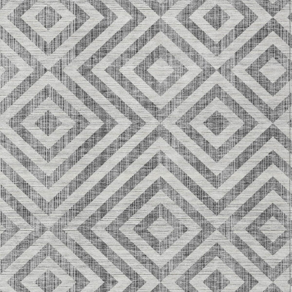 5' X 8' Gray Silver And Ivory Geometric Washable Indoor Outdoor Area Rug
