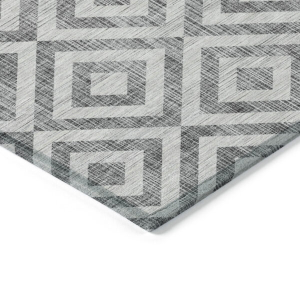 5' X 8' Gray Silver And Ivory Geometric Washable Indoor Outdoor Area Rug