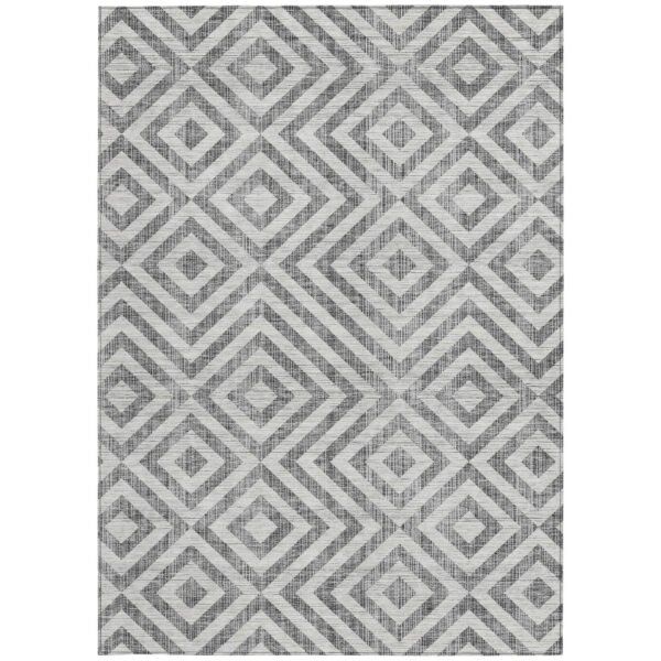 5' X 8' Gray Silver And Ivory Geometric Washable Indoor Outdoor Area Rug