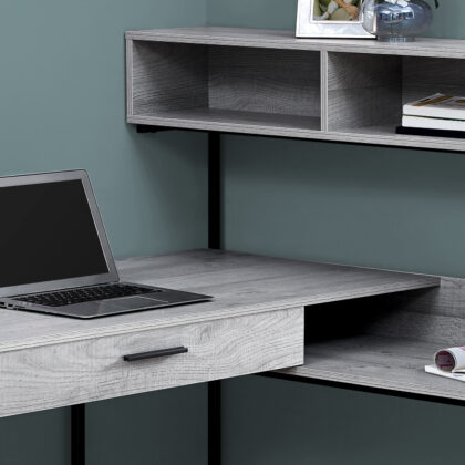 59" Gray and Black L Shape Computer Desk
