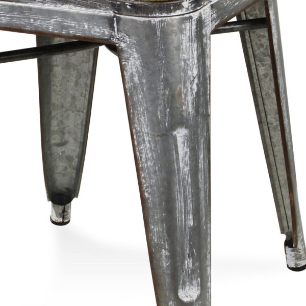 18 " Wood Brown And Gray Steel Backless Bar Chair