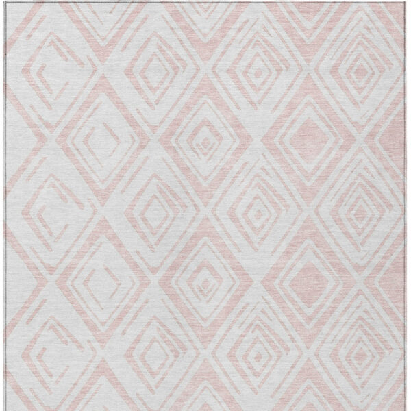 5' X 8' Pink And Ivory Geometric Washable Indoor Outdoor Area Rug