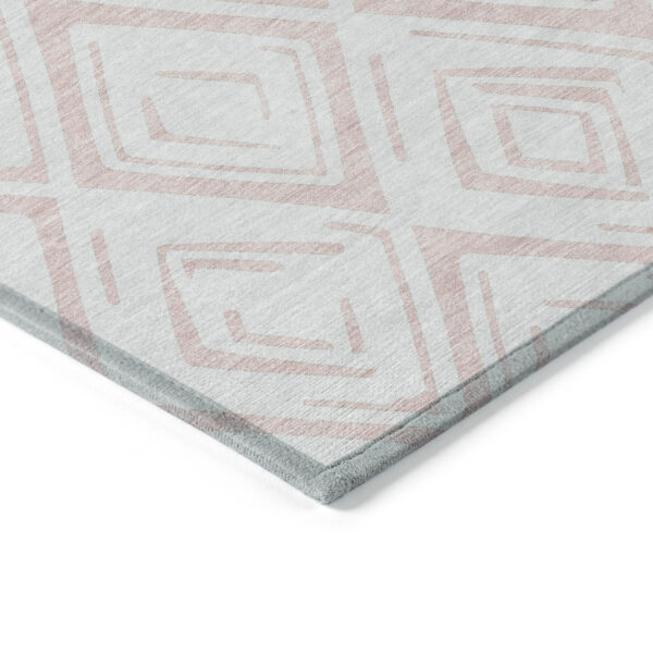 5' X 8' Pink And Ivory Geometric Washable Indoor Outdoor Area Rug