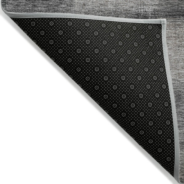 5' X 8' Charcoal Gray And Silver Abstract Washable Indoor Outdoor Area Rug