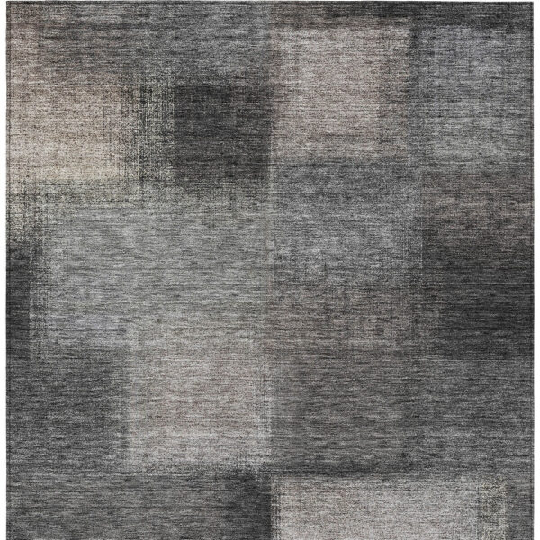 5' X 8' Charcoal Gray And Silver Abstract Washable Indoor Outdoor Area Rug