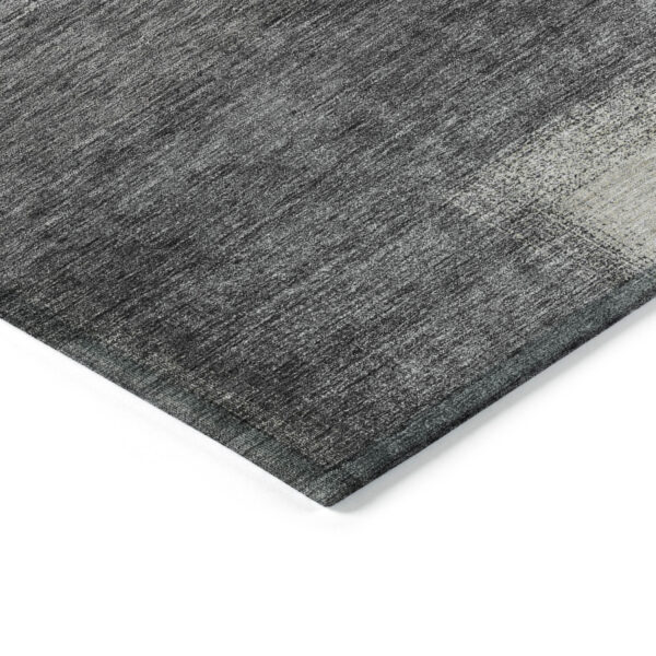 5' X 8' Charcoal Gray And Silver Abstract Washable Indoor Outdoor Area Rug