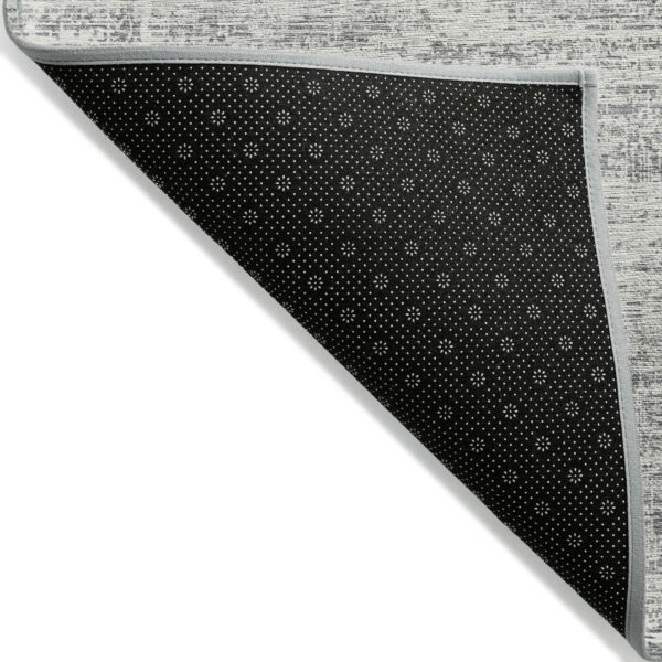 9' X 12' Silver Gray And Charcoal Abstract Washable Indoor Outdoor Area Rug
