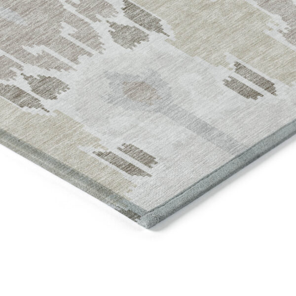 8' X 10' Ivory Beige And Taupe Ikat Washable Indoor Outdoor Area Rug