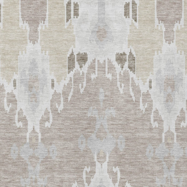 8' X 10' Ivory Beige And Taupe Ikat Washable Indoor Outdoor Area Rug