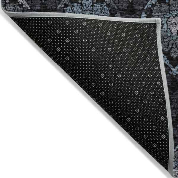 10' X 14' Blue Charcoal And Gray Medallion Washable Indoor Outdoor Area Rug