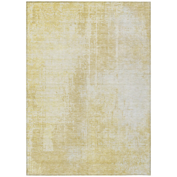 5' X 8' Gold Ivory And Beige Abstract Washable Indoor Outdoor Area Rug