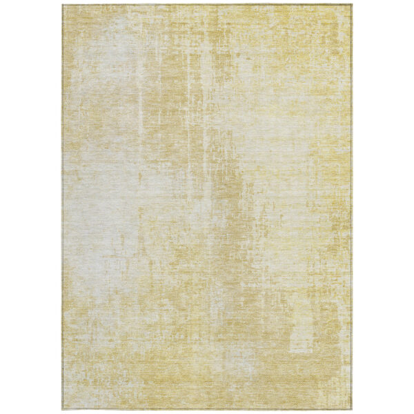 5' X 8' Gold Ivory And Beige Abstract Washable Indoor Outdoor Area Rug