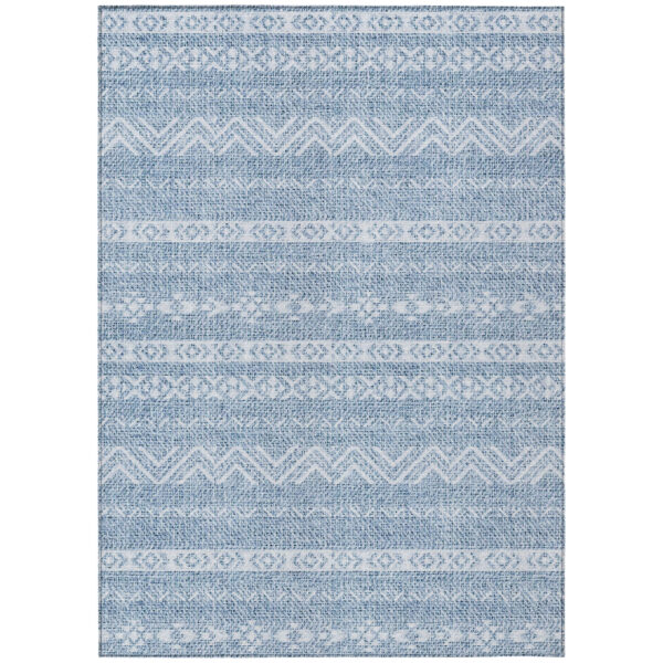 10' X 14' Blue And Denim Blue Southwestern Washable Indoor Outdoor Area Rug