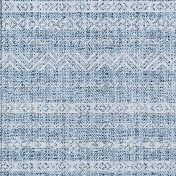10' X 14' Blue And Denim Blue Southwestern Washable Indoor Outdoor Area Rug