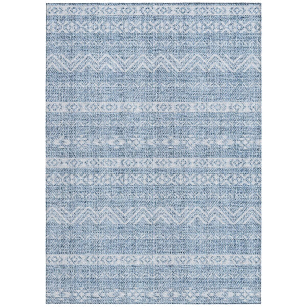 10' X 14' Blue And Denim Blue Southwestern Washable Indoor Outdoor Area Rug