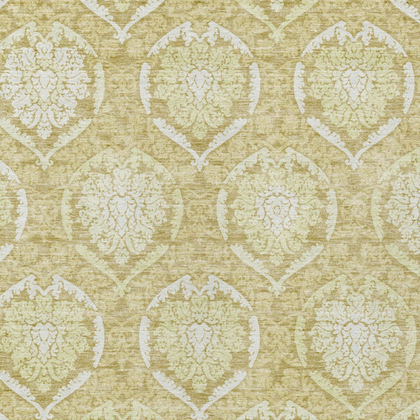 3' X 5' Gold Wheat And Ivory Medallion Washable Indoor Outdoor Area Rug
