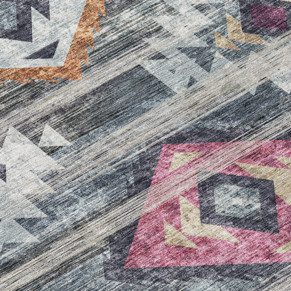 8' X 10' Gray Charcoal And Silver Southwestern Washable Indoor Outdoor Area Rug