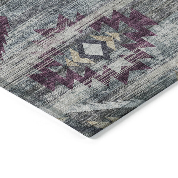 8' X 10' Gray Charcoal And Silver Southwestern Washable Indoor Outdoor Area Rug