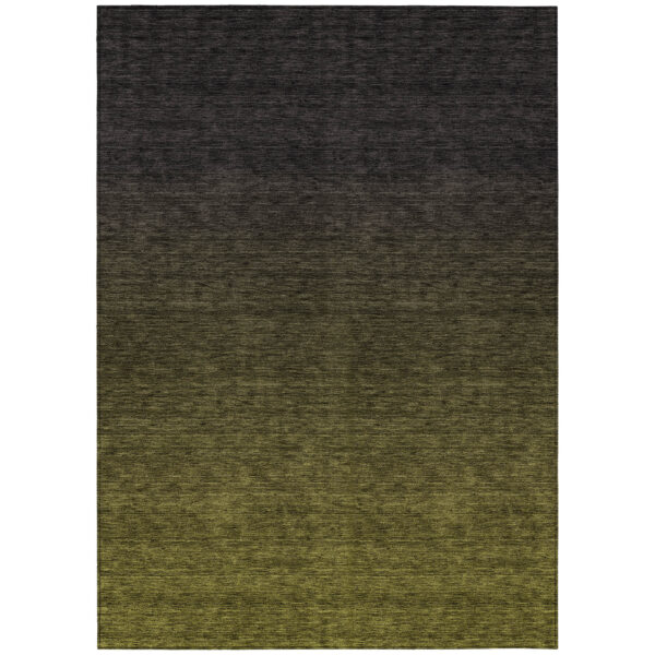5' X 8' Olive Green And Charcoal Abstract Washable Indoor Outdoor Area Rug