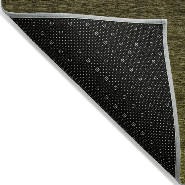 5' X 8' Olive Green And Charcoal Abstract Washable Indoor Outdoor Area Rug