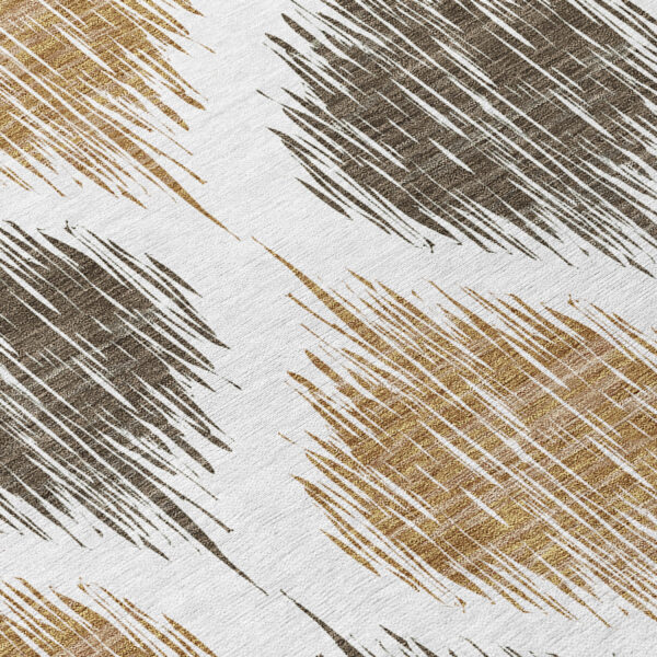 5' X 8' Chocolate And Ivory Ikat Washable Indoor Outdoor Area Rug