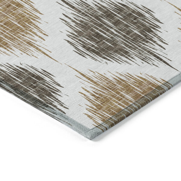 5' X 8' Chocolate And Ivory Ikat Washable Indoor Outdoor Area Rug