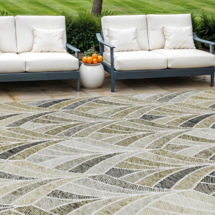 8' X 10' Taupe Ivory And Brown Geometric Washable Indoor Outdoor Area Rug