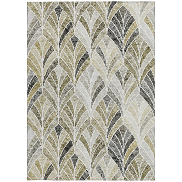 8' X 10' Taupe Ivory And Brown Geometric Washable Indoor Outdoor Area Rug
