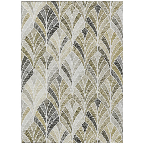 8' X 10' Taupe Ivory And Brown Geometric Washable Indoor Outdoor Area Rug