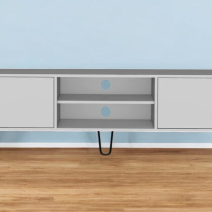 71" White Cabinet Open And Enclosed Storage TV Stand