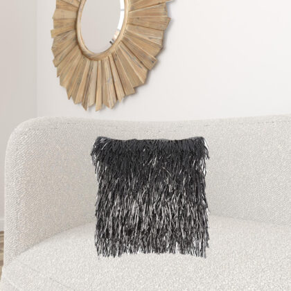 Unique Pewter Grey Shag Accent Pillow
