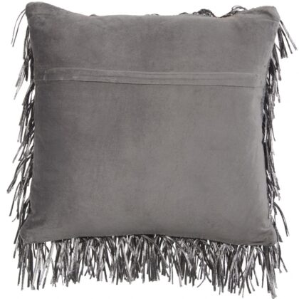 Unique Pewter Grey Shag Accent Pillow