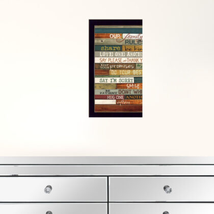 Our Family Rules 1 Black Framed Print Wall Art