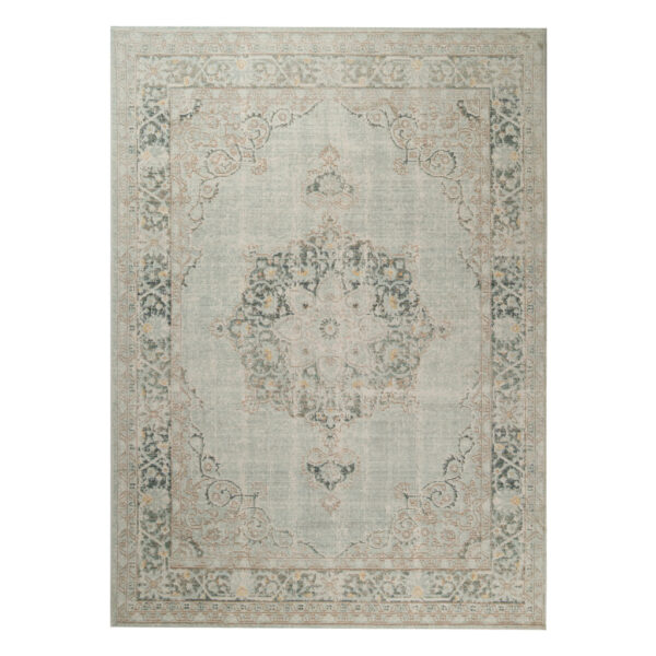 2' x 3' Green and Brown Medallion Power Loom Distressed Area Rug