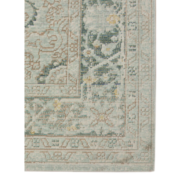 2' x 3' Green and Brown Medallion Power Loom Distressed Area Rug