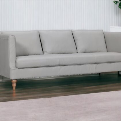 85" Gray And Brown Leather Sofa