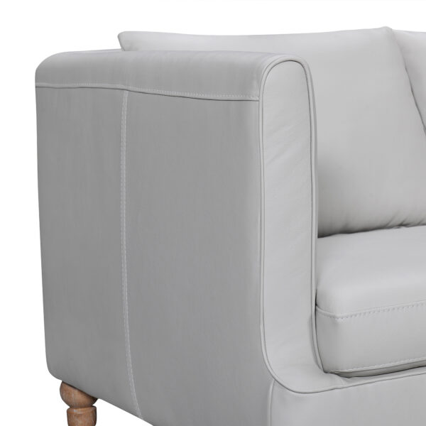 85" Gray And Brown Leather Sofa