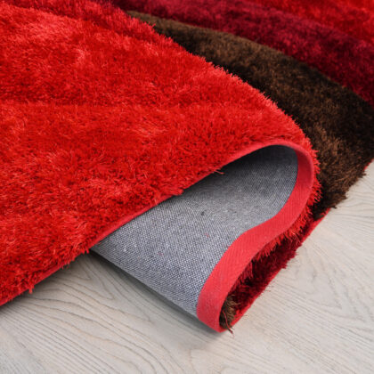 8' x 11' Red and Black Shag Hand Tufted Area Rug