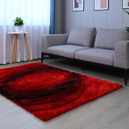 8' x 11' Red and Black Shag Hand Tufted Area Rug