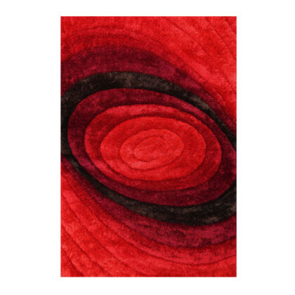 8' x 11' Red and Black Shag Hand Tufted Area Rug